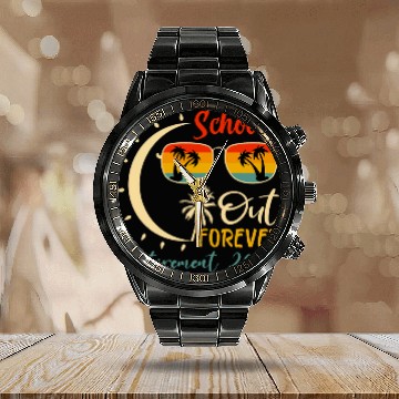 Discover Schools is Out Forever Teacher Retirement Calendar Steel Band Watch