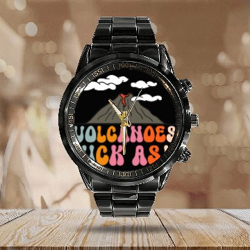 Discover Volcanoes Kick Ash 7 Calendar Steel Band Watch