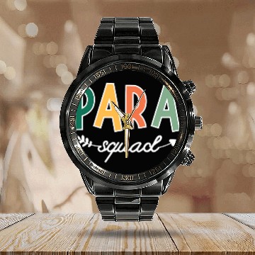 Discover Para Squad Paraprofessional Team Education Teacher Assistant Calendar Steel Band Watch