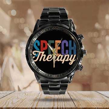Discover Speech Therapy SLP Speech Language Pathologist Cute Calendar Steel Band Watch