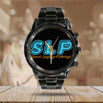 Discover Speech Therapy Speech Language Pathologist Therapist SLP 3 Calendar Steel Band Watch