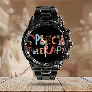 Discover Speech Therapy Speech Language Pathologist Therapist Calendar Steel Band Watch
