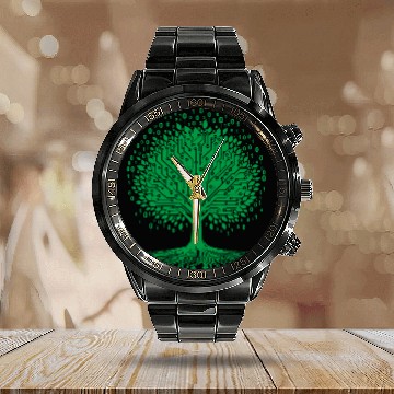 Discover Tree Binary Graphic Coding Computer Geek Programmer Calendar Steel Band Watch