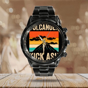 Discover Volcanoes Kick Ash 1 Calendar Steel Band Watch