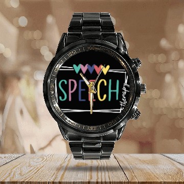 Discover Speech Therapy Speech Language Pathologist Therapist SLP Calendar Steel Band Watch