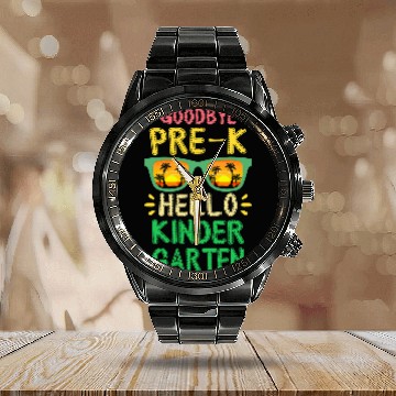 Discover Goodbye PreK Hello Kindergarten Teacher Student Kids Calendar Steel Band Watch