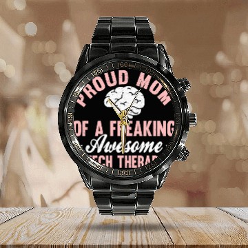 Discover Speech Therapist Speech Language Pathologist Mom Calendar Steel Band Watch