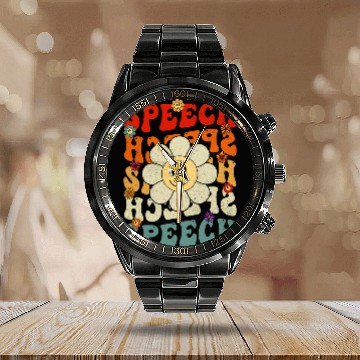 Discover Speech Therapy Speech Language Pathologist Therapist Calendar Steel Band Watch