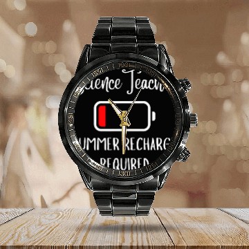 Discover Science Teacher Summer Recharge Required Baseball Tees Calendar Steel Band Watch