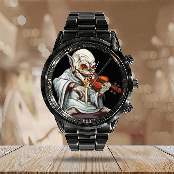 Discover Pope Lick Monster Playing The Violin Calendar Steel Band Watch