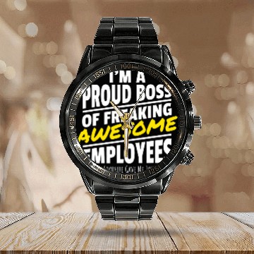 Discover Proud Boss Awesome Employees Manager Supervisor Baseball Tees Calendar Steel Band Watch