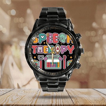 Discover Speech Therapy Therapist Pathologist SLP Session Case Worker Calendar Steel Band Watch
