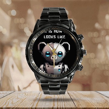Discover Programmer For Coder Engineer Developer Robot Robotic Calendar Steel Band Watch