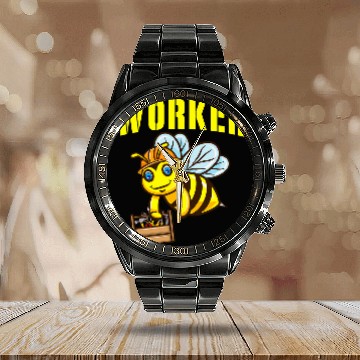 Discover Worker Bee for Bee Lover Beekeeper Calendar Steel Band Watch