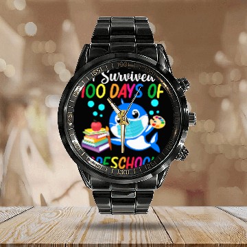 Discover I Survived 100 Days Of Preschool Teacher Student Calendar Steel Band Watch