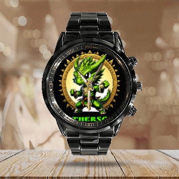 Discover Emerald Dragon Warrior Wing Chun Kung Fu Zip Calendar Steel Band Watch