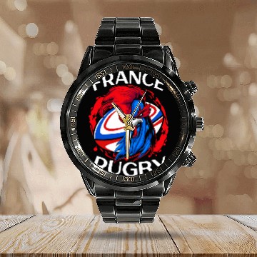 Discover France Rugby Gift Jersey France XV Calendar Steel Band Watch