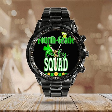 Discover St Patricks Fourth Grade Teacher Student Cute Owl Squad Calendar Steel Band Watch
