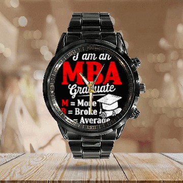 Discover MBA Student Average Business Degree Graduation Calendar Steel Band Watch
