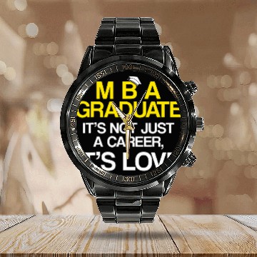 Discover MBA Student Business Degree Graduation 61 Calendar Steel Band Watch