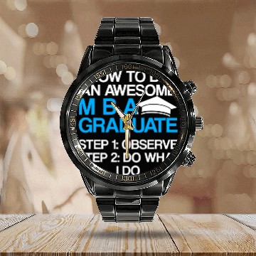 Discover MBA Student Business Degree Graduation 98 Zip Calendar Steel Band Watch
