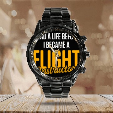 Discover Flight Instructor Pilot Aviation Trainer 38 Calendar Steel Band Watch