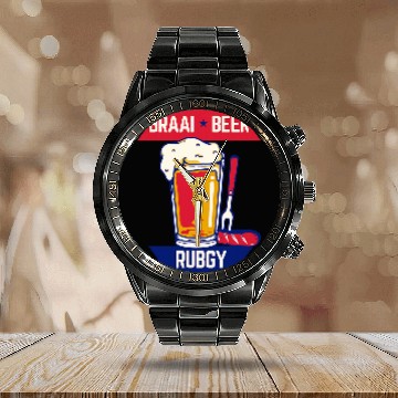 Discover Braai Beer Rugby South African Baseball Tees Calendar Steel Band Watch