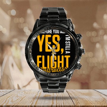 Discover Flight Instructor Pilot Aviation Trainer 27 Calendar Steel Band Watch