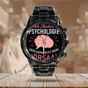Discover I study psychology for a student Calendar Steel Band Watch