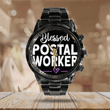 Discover Blessed Postal Worker Mailman Mail Post Office Calendar Steel Band Watch