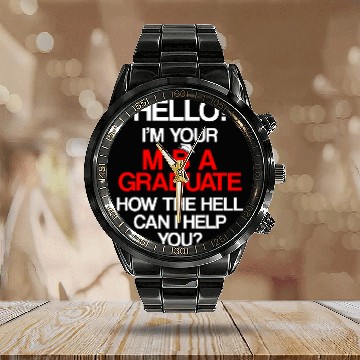 Discover MBA Student Business Degree Graduation 50 Baseball Tees Calendar Steel Band Watch