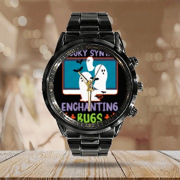 Discover Spooky Syntax Enchanting Bugs Spooky Programmer Halloween Calendar Steel Band Watch