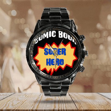 Discover Comic Book Super Hero Funny Calendar Steel Band Watch