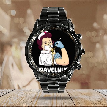Discover Proud Travel nurses Outfit Registered nurses Zip Calendar Steel Band Watch