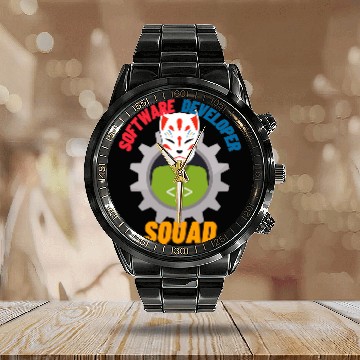 Discover Graphic Software Developer squad Calendar Steel Band Watch