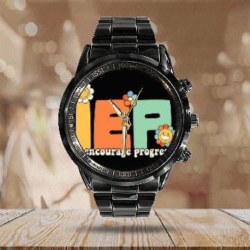 Discover I Encourage Progress Sped Teacher Back To School Groovy Baseball Tees Calendar Steel Band Watch