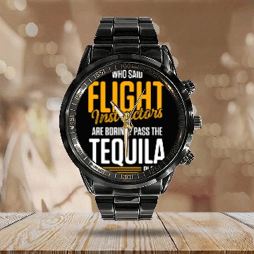 Discover Flight Instructor Pilot Aviation Trainer 26 Zip Calendar Steel Band Watch