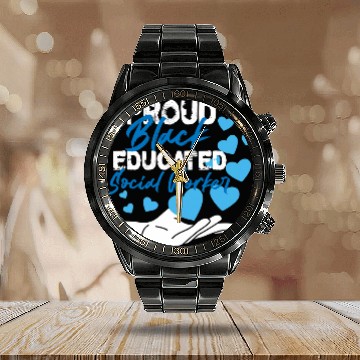 Discover Proud Black Educated Social Worker Calendar Steel Band Watch