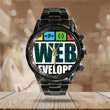 Discover Web Developer Coding Ninja Programmer HTML CSS JavaScript Calendar Steel Band Watch
