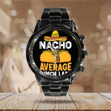 Discover Cafeteria Worker Rock Mexican Nacho Average Lunch Lady Calendar Steel Band Watch