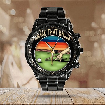 Discover Funny Billiard Pool Player Billiards Calendar Steel Band Watch