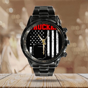 Discover Trucker Funny Truck Driver 30 Calendar Steel Band Watch