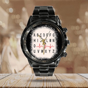 Discover PQRST nurses Nursing Student Zip Calendar Steel Band Watch