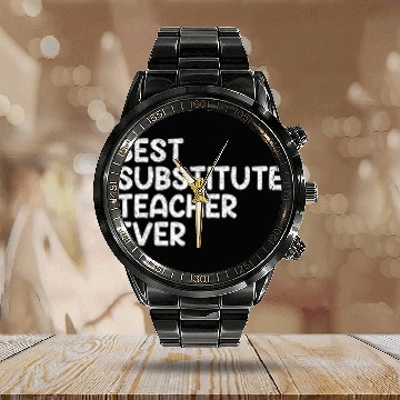 Discover Substitute Teacher 18 Calendar Steel Band Watch