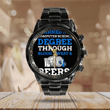 Discover Funny Computing Degree Gifts Qualified Computer Scientist Calendar Steel Band Watch