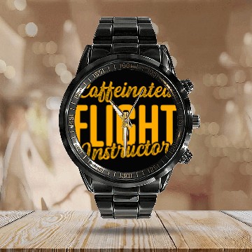Discover Flight Instructor Pilot Aviation Trainer 45 Calendar Steel Band Watch