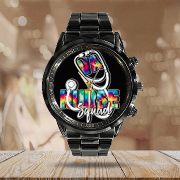 Discover Va nurses Squad Appreciation Day Tie Dye Nursing Student Baseball Tees Calendar Steel Band Watch