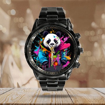 Discover Fluid Art Painter Design for Acrylic Painting 2 Calendar Steel Band Watch