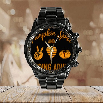 Discover Pumpkin Spice and Coder Advice Programmer Fall Halloween 1 Calendar Steel Band Watch