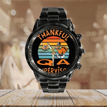 Discover QA Supervisor Job Funny Thanksgiving Baseball Tees Calendar Steel Band Watch